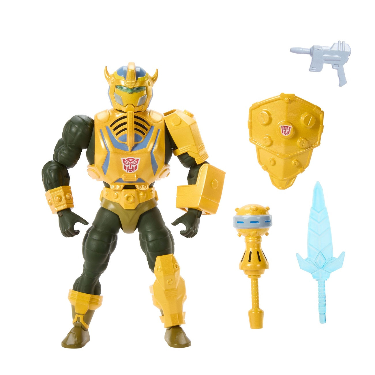 Produktbild Masters of the Universe x Transformers Actionfigur Bumblebee Armor Man-At-Arms heo European Exclusive 14 cm