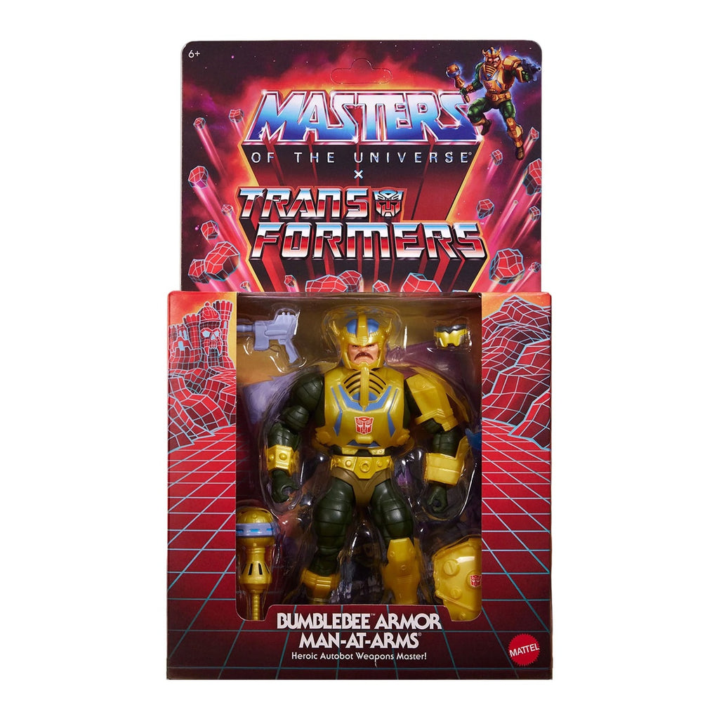 Produktbild Masters of the Universe x Transformers Actionfigur Bumblebee Armor Man-At-Arms heo European Exclusive 14 cm