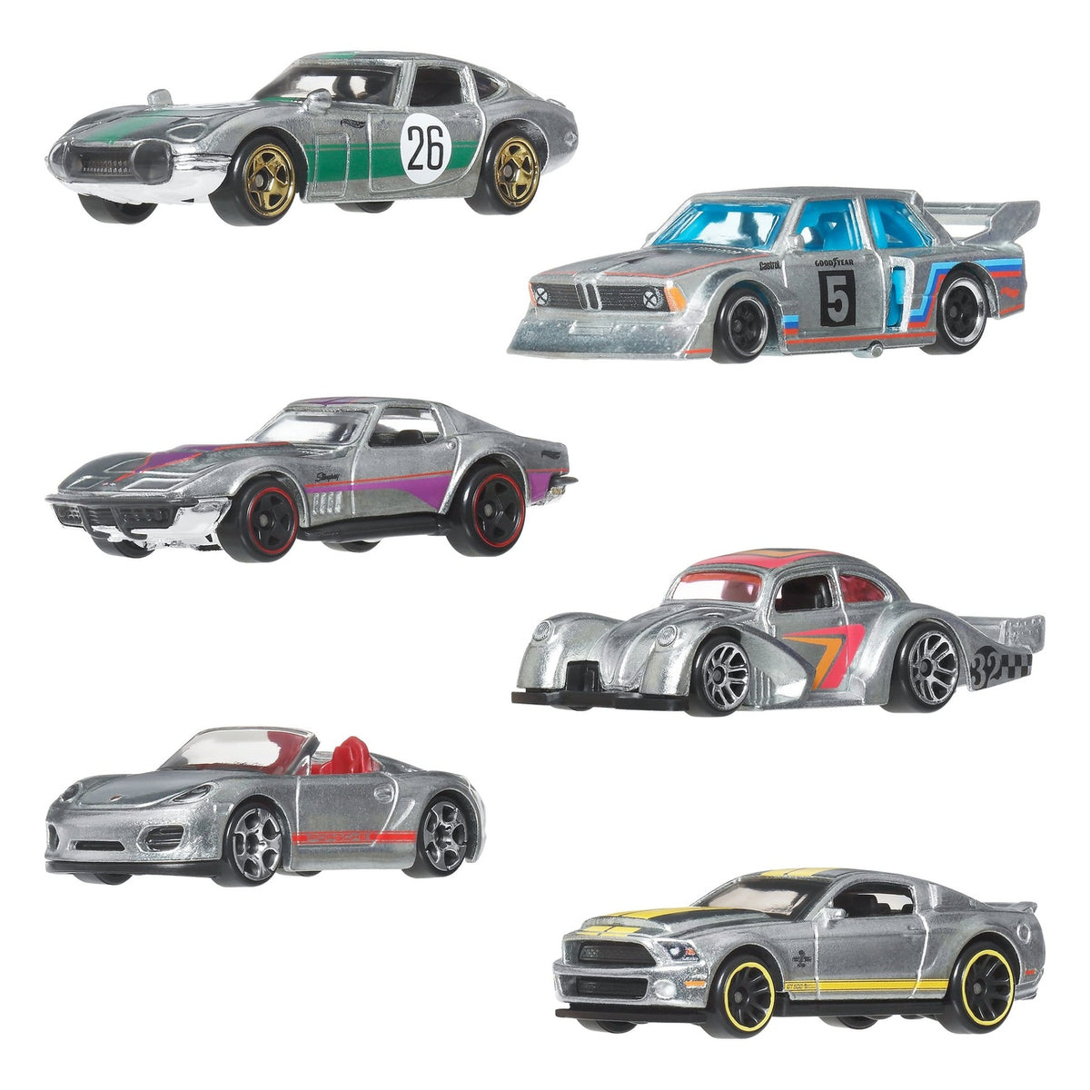 Produktbild Hot Wheels Silver Series Die-Cast Fahrzeuge 6er-Pack 1/64 ZAMAC