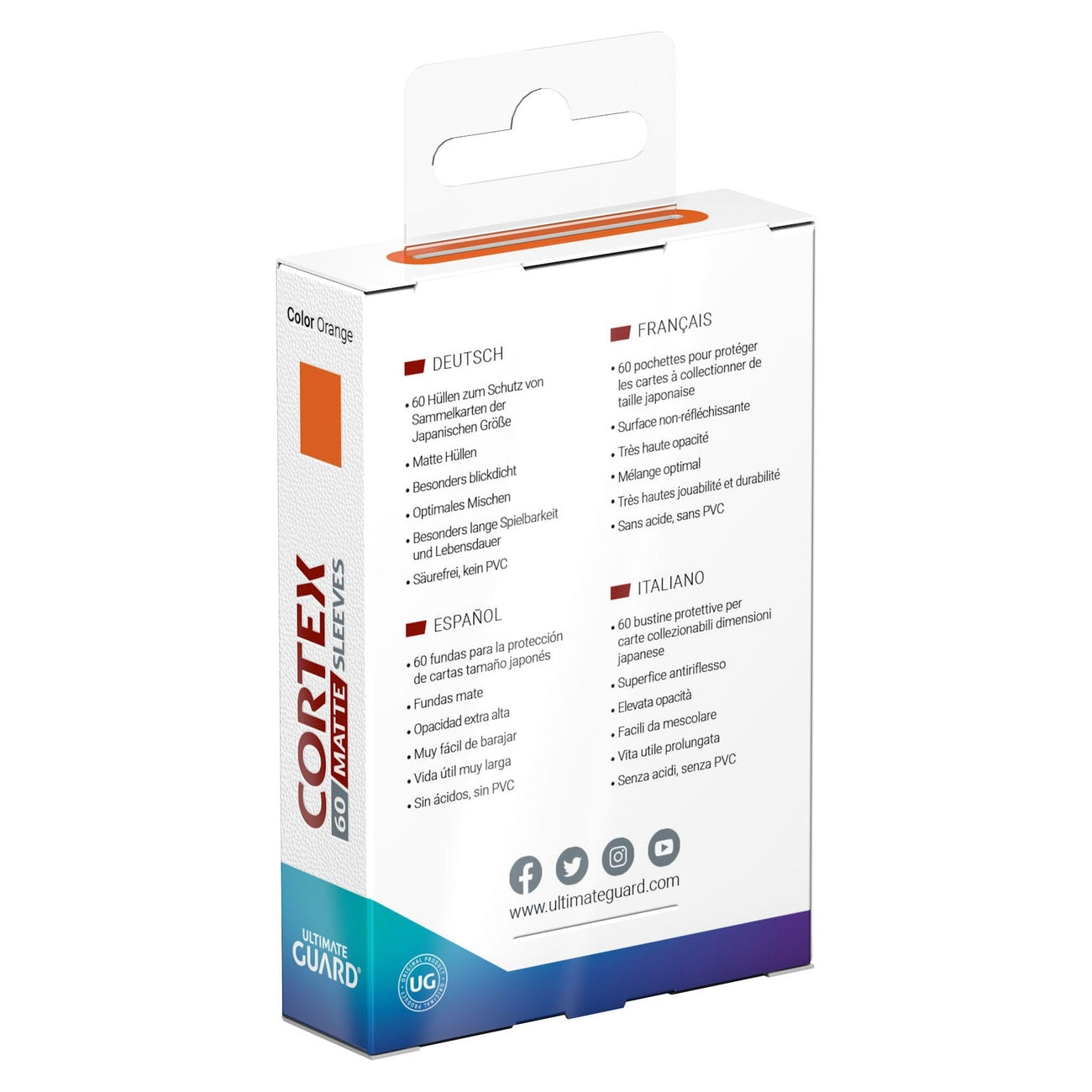 Produktbild Ultimate Guard Cortex Sleeves Matte Japanese Size (60) - Orange