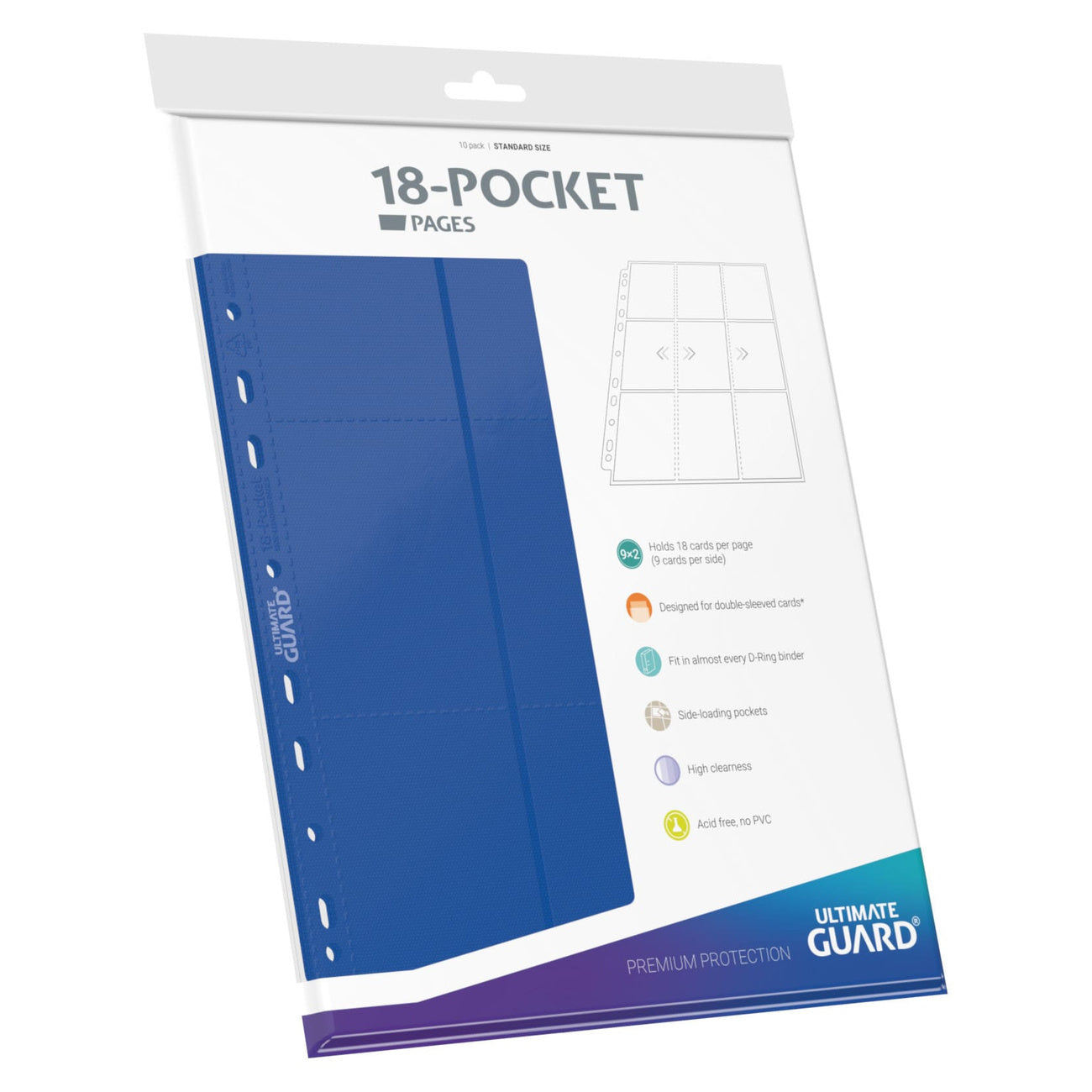 Produktbild Ultimate Guard 18-Pocket Pages Side-Loading (10) - Blue