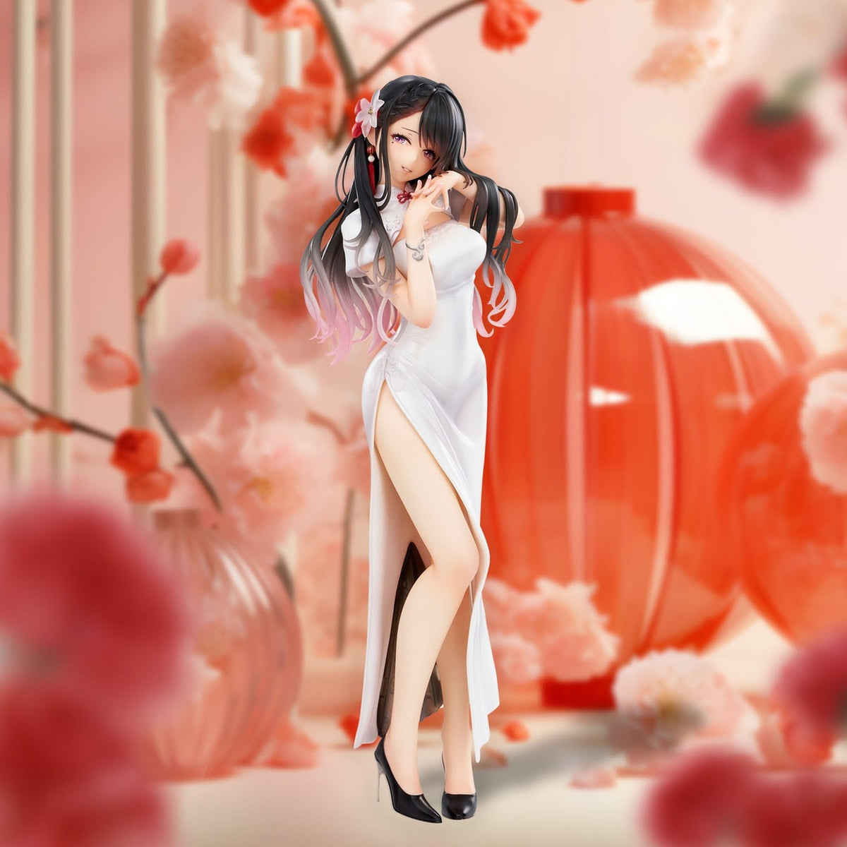 Product image Original Illustration PVC Statue Mai Okuma Illustration Healing-Type White Chinese Dress Lady 26 cm