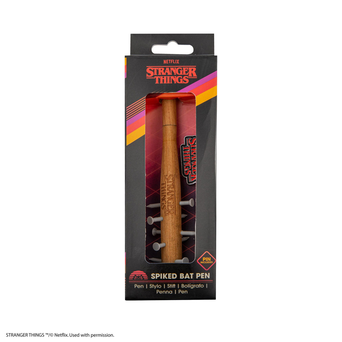 Produktbild Stranger Things Stachelige Schlägerkugelschreiber & Stranger Things Anstecknadel