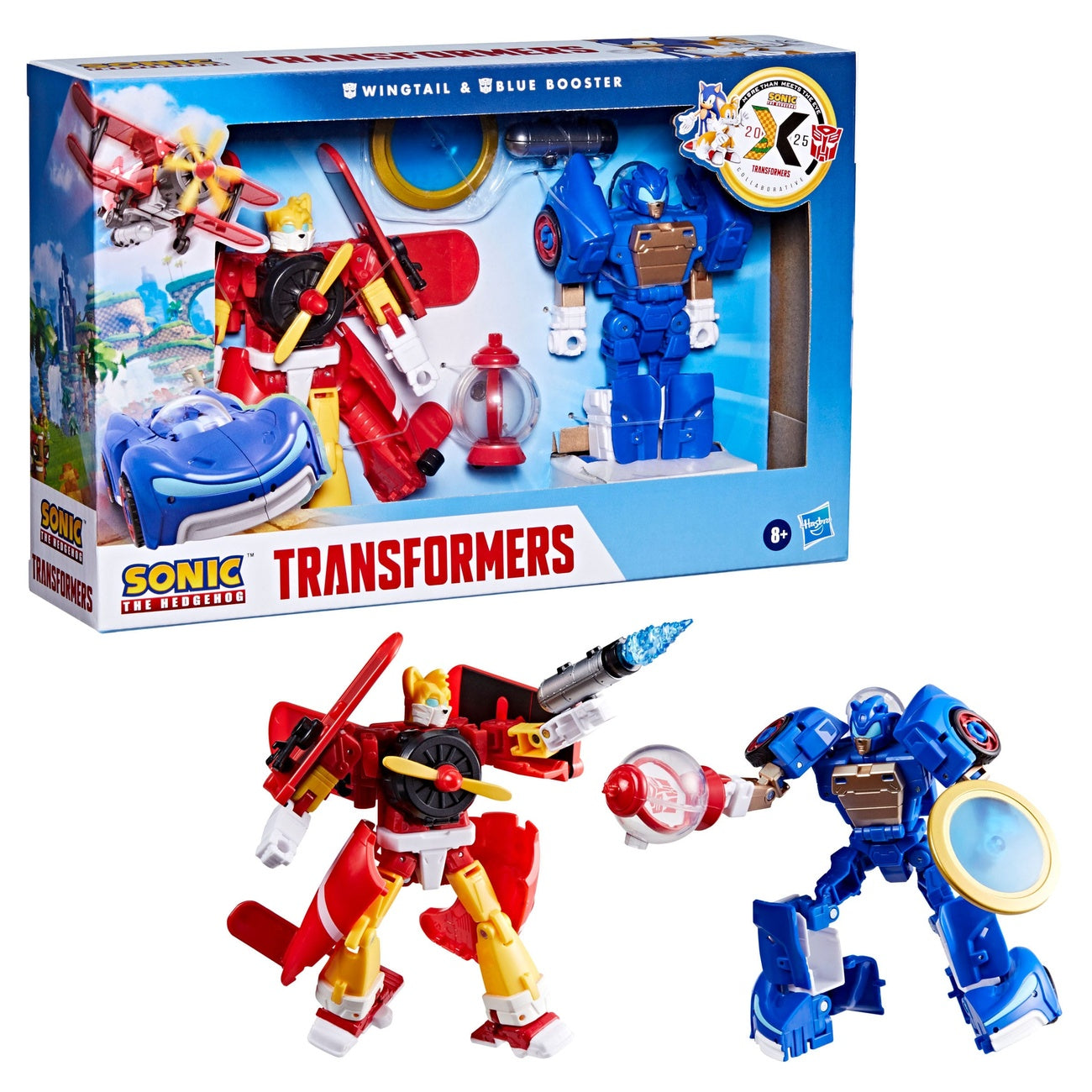 Produktbild Sonic the Hedgehog x Transformers Actionfiguren 2er-Pack Wingtail & Blue Booster 13 cm