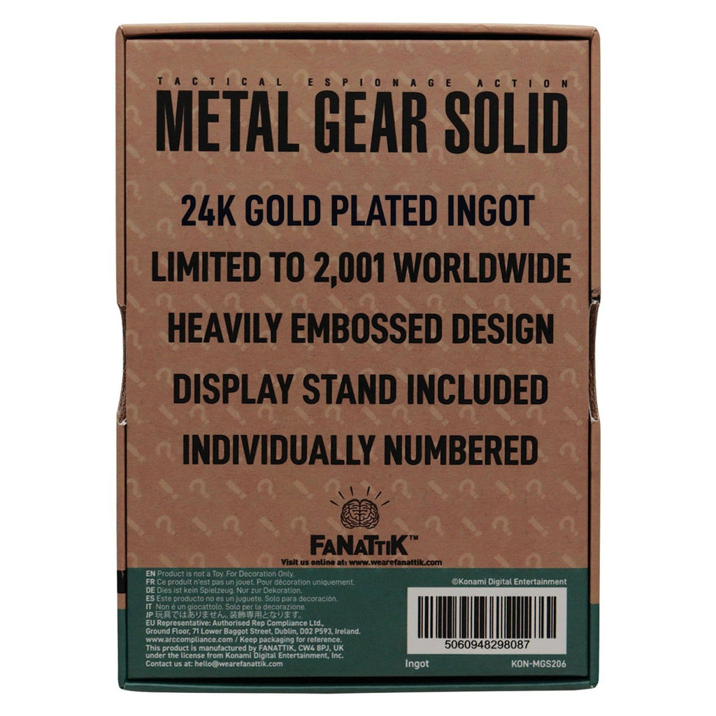 Produktbild Metal Gear Solid 2 Metallbarren Raiden 24k Gold Plated Limited Edition