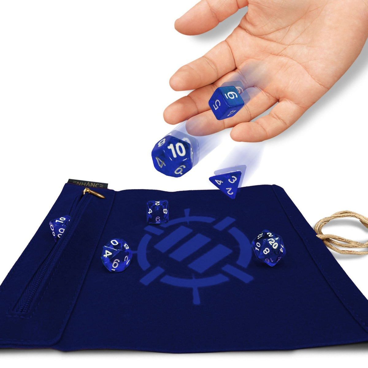 Produktbild Enhance Tabletop Roll on a Scroll Würfeltasche mit Würfel Blau
