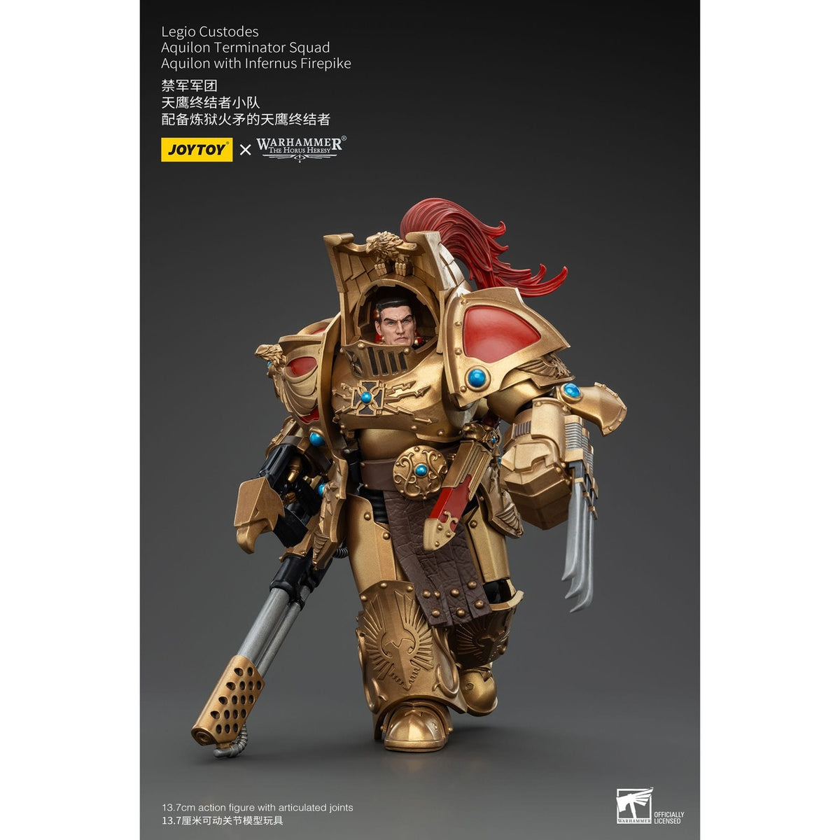Produktbild Warhammer The Horus Heresy Actionfigur 1/18 Legio Custodes Aquilon Terminator Squad Aquilon with Infernus Firepike 14 cm
