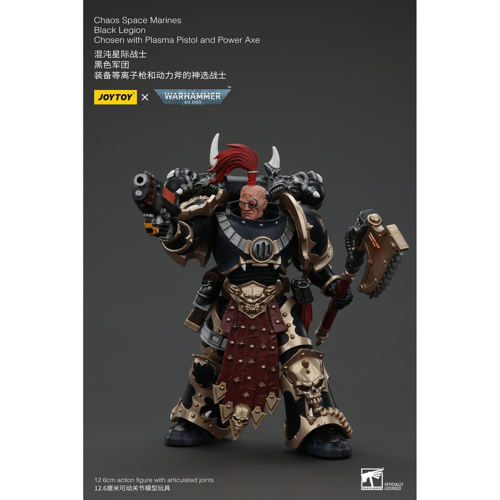 Produktbild Warhammer 40k Actionfigur Chaos Space Marines Black Legion Chosen with Plasma Pistol and Power Axe 20 cm