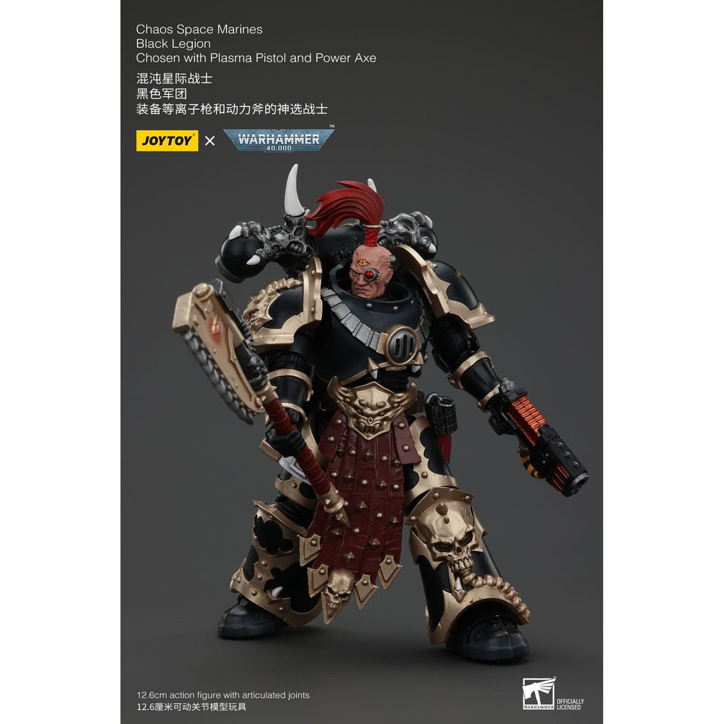 Produktbild Warhammer 40k Actionfigur Chaos Space Marines Black Legion Chosen with Plasma Pistol and Power Axe 20 cm