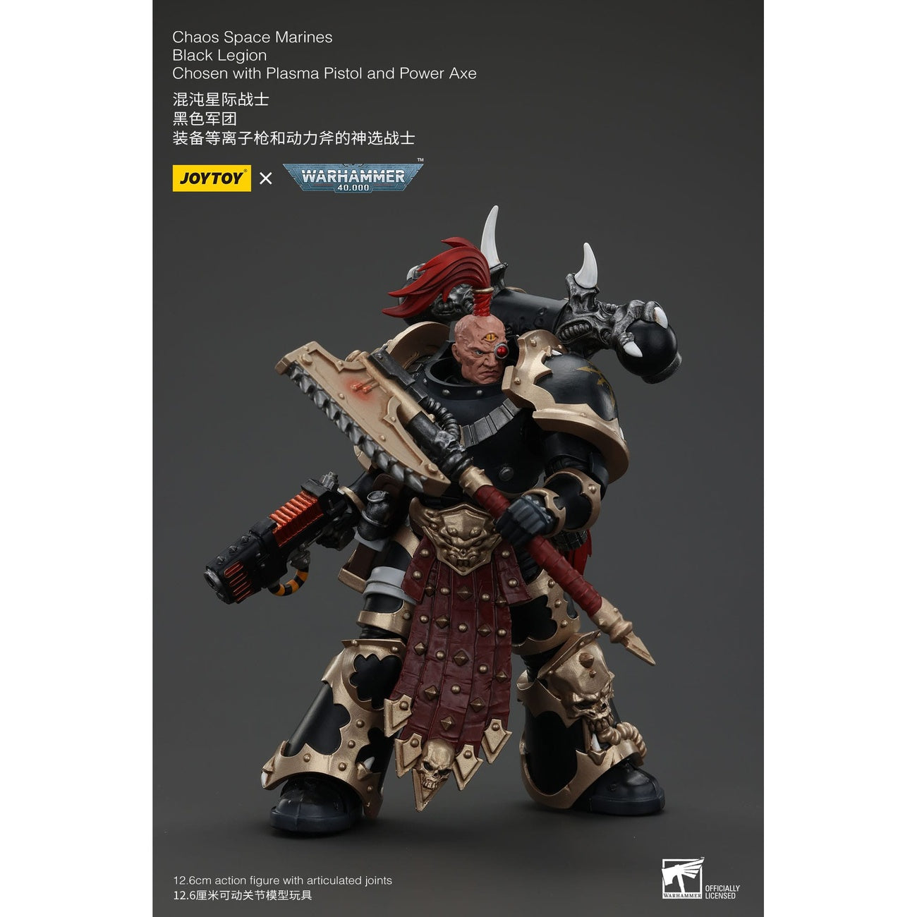 Produktbild Warhammer 40k Actionfigur Chaos Space Marines Black Legion Chosen with Plasma Pistol and Power Axe 20 cm