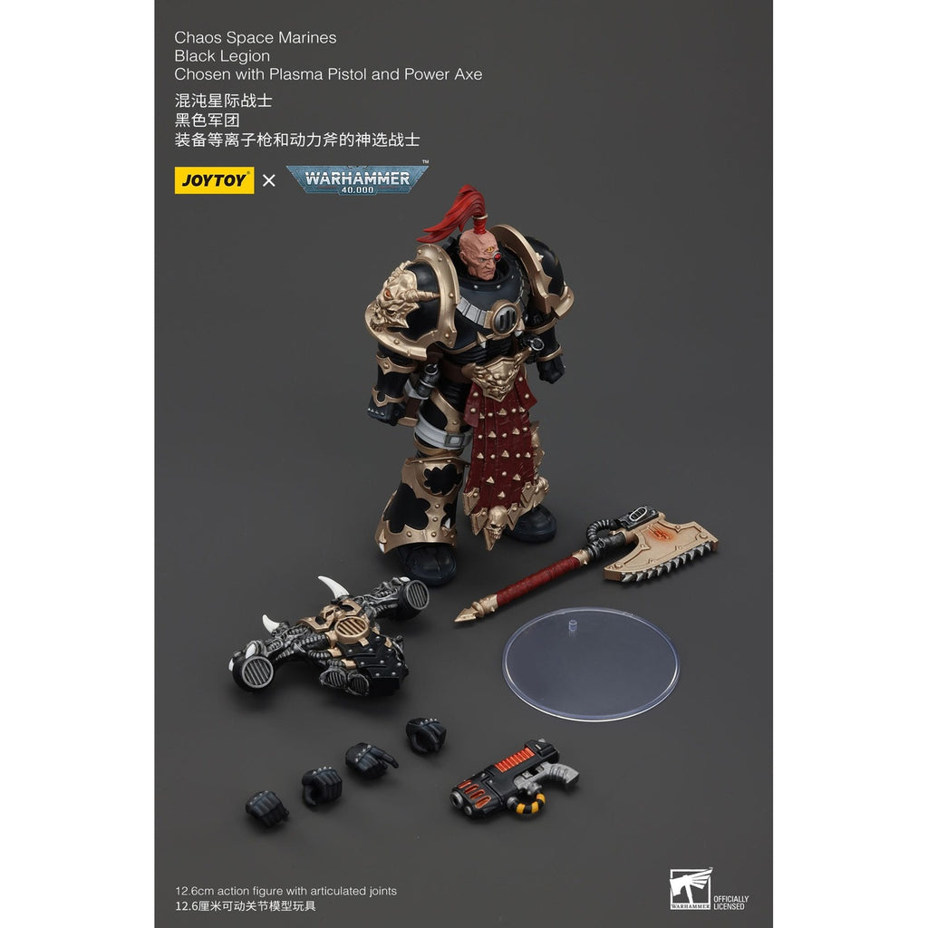 Produktbild Warhammer 40k Actionfigur Chaos Space Marines Black Legion Chosen with Plasma Pistol and Power Axe 20 cm