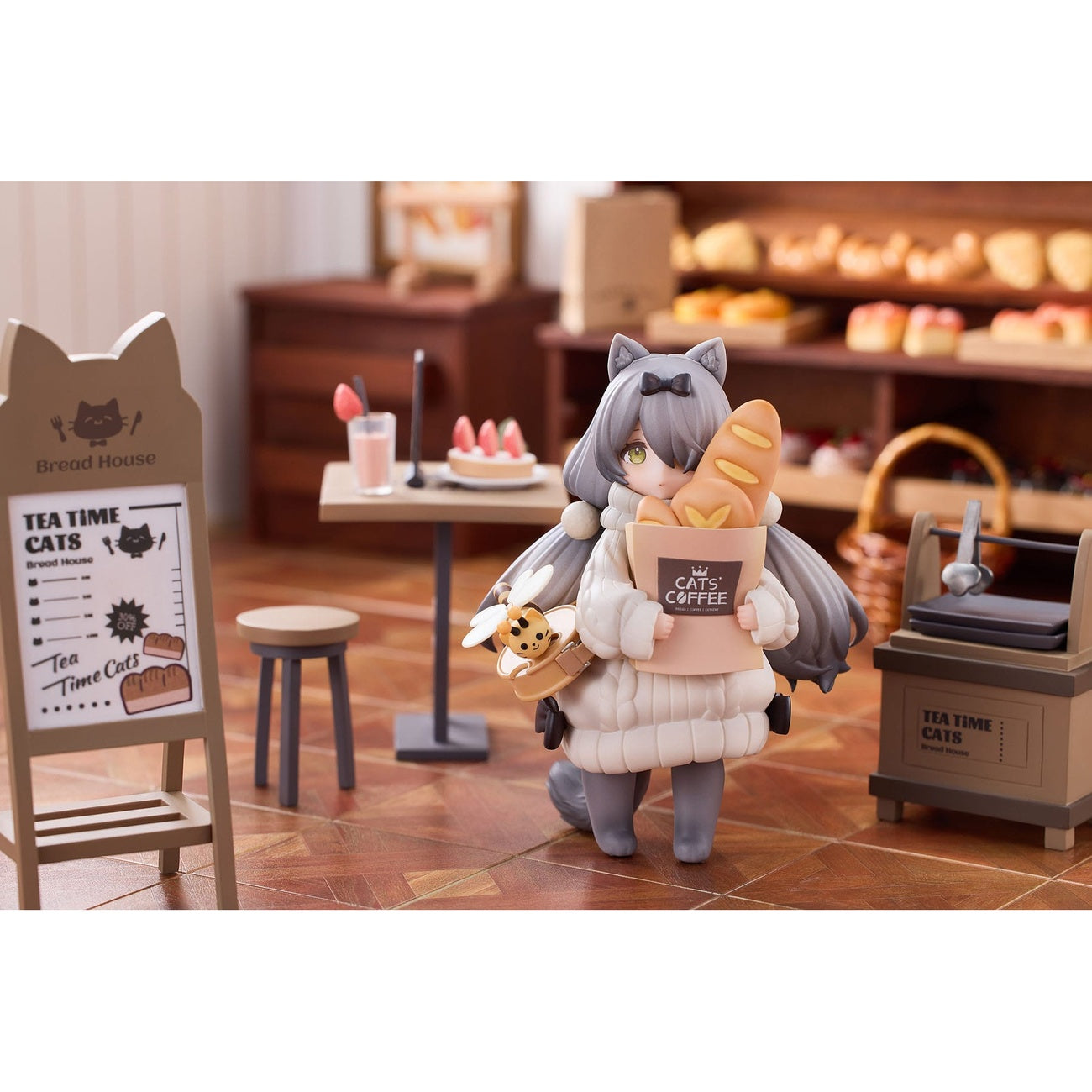 Produktbild Decorated Life Collection PVC Statue Tea Time Cats - Cat Town Bakery Staff & Customer Set 12 cm