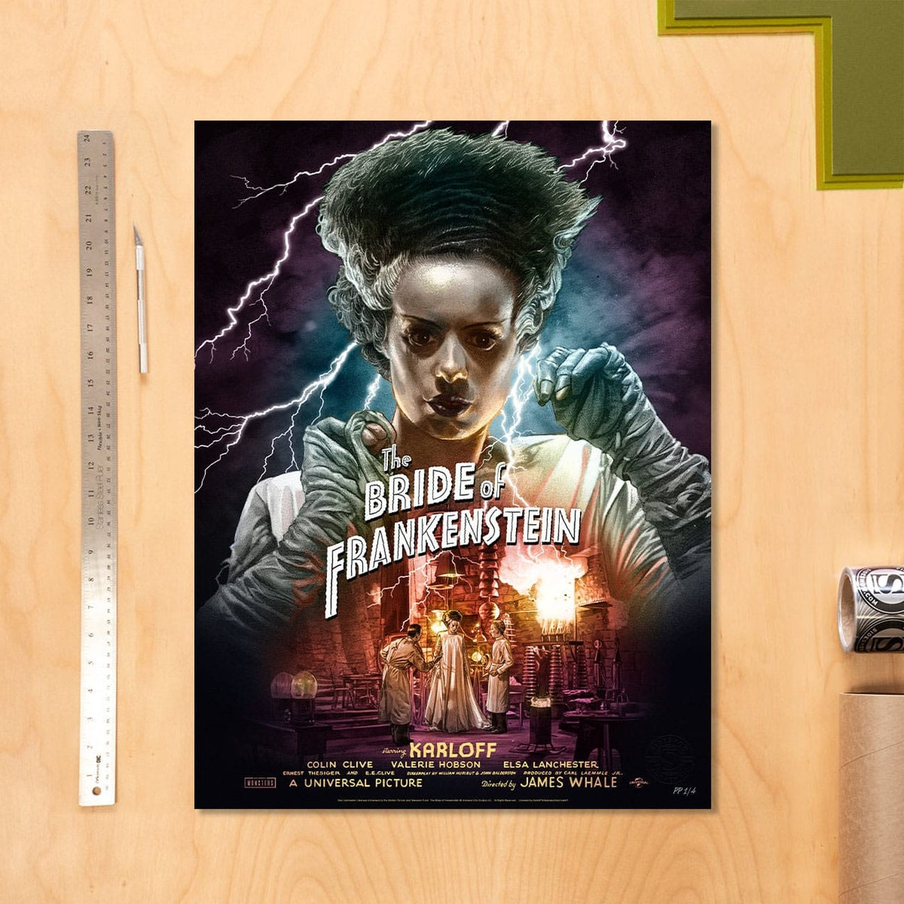 Produktbild Frankensteins Braut Kunstdruck Bride of Frankenstein (Color Variant) by Ruiz Burgos 61 x 46 cm - ungerahmt