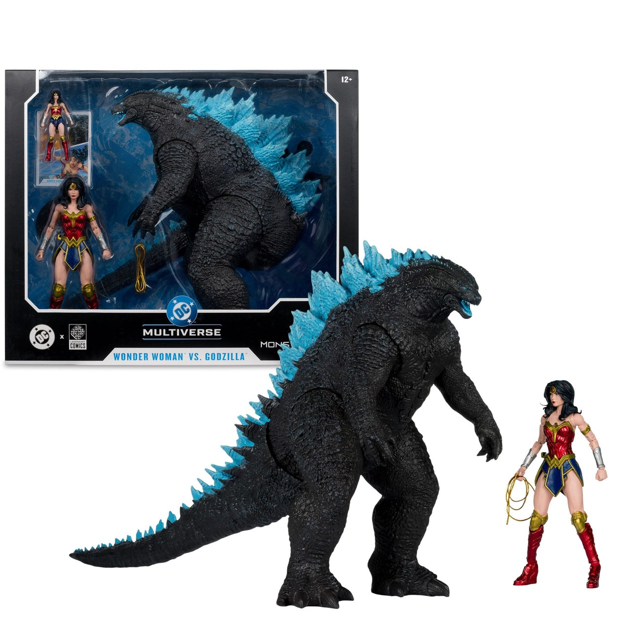 Produktbild DC Justice League Monsterverse DC Multiverse Actionfiguren 2er-Pack Wonder Woman Vs. Atomic Blast Godzilla 18 cm