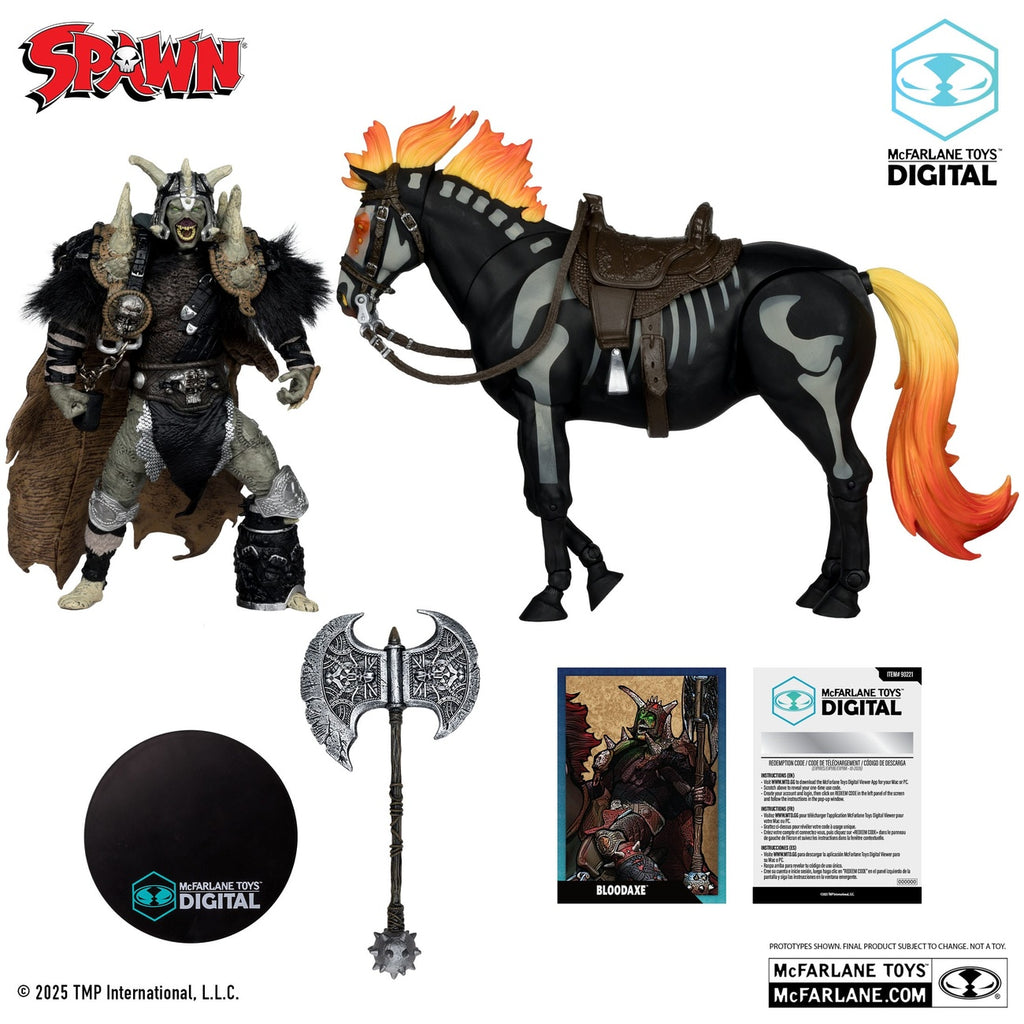 Produktbild Spawn Actionfigur Bloodaxe mit Pferd (Spawn: The Dark Ages) (McFarlane Toys 30th Anniversary) (Gold Label) 18 cm
