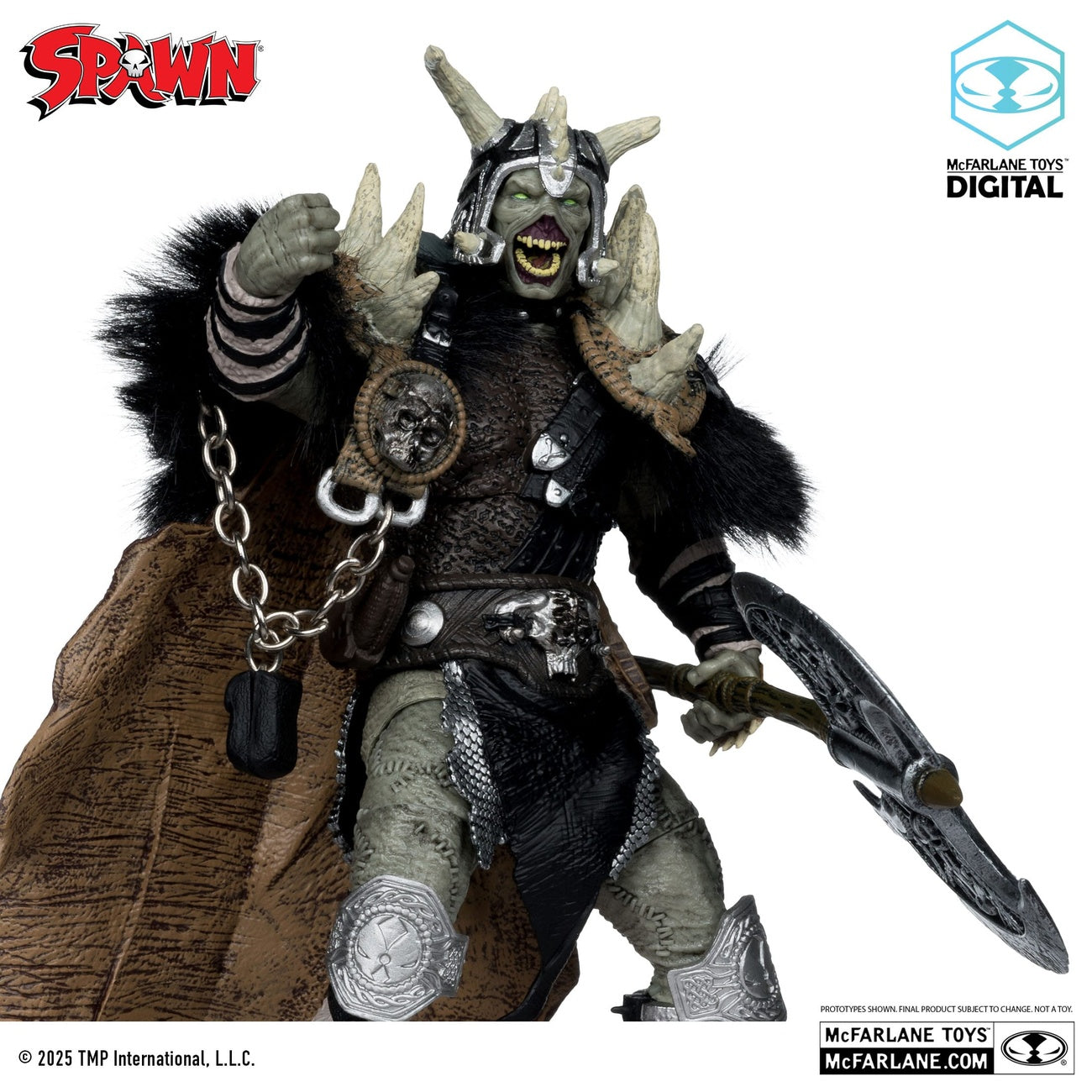 Produktbild Spawn Actionfigur Bloodaxe mit Pferd (Spawn: The Dark Ages) (McFarlane Toys 30th Anniversary) (Gold Label) 18 cm