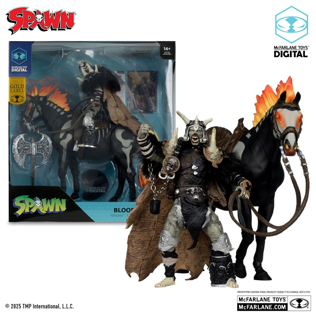 Produktbild Spawn Actionfigur Bloodaxe mit Pferd (Spawn: The Dark Ages) (McFarlane Toys 30th Anniversary) (Gold Label) 18 cm