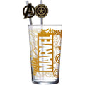 Produktbild Marvel Glas Tumbler mit Trinkhalmen Logo & Avengers 485 ml