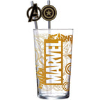 Produktbild Marvel Glas Tumbler mit Trinkhalmen Logo & Avengers 485 ml