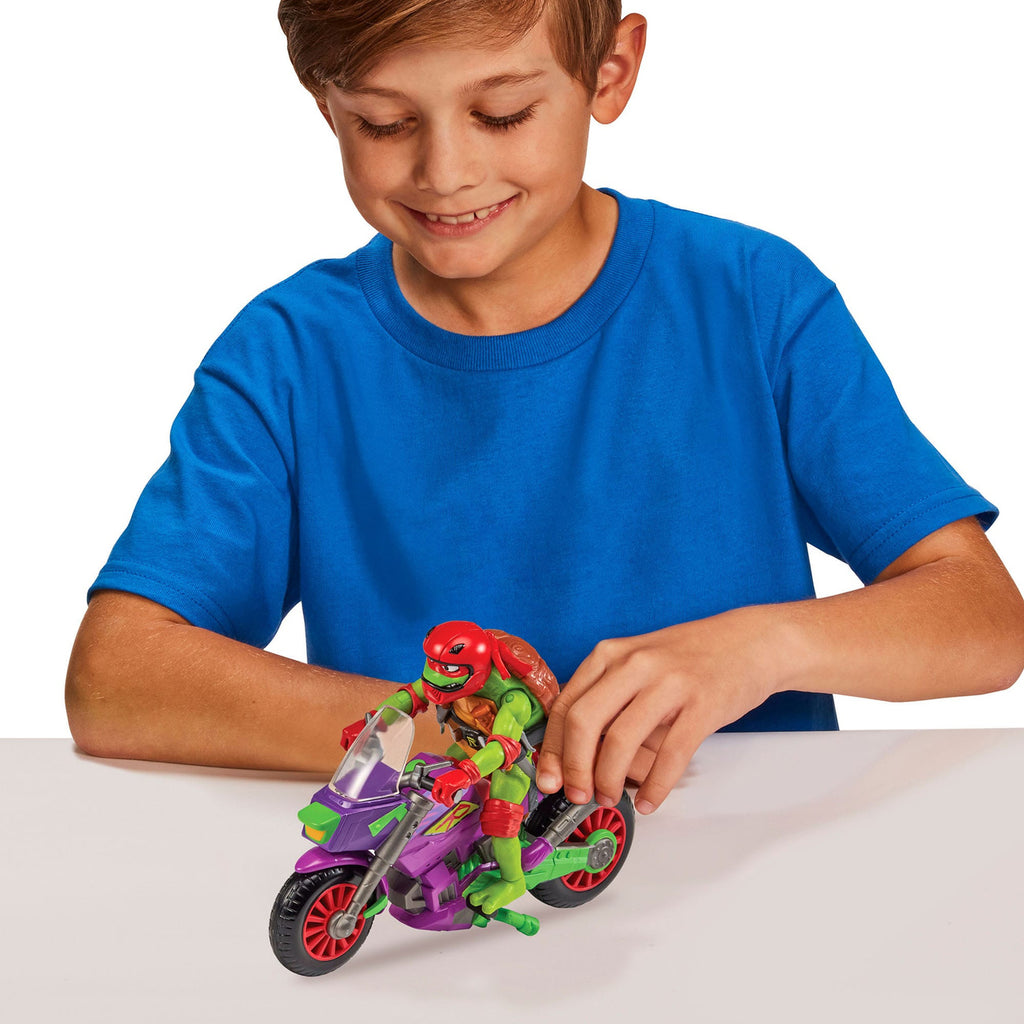 Produktbild Die Abenteuer der Teenage Mutant Ninja Turtles Actionfigur mit Fahrzeug Raphael & Purple Dragon 12 cm