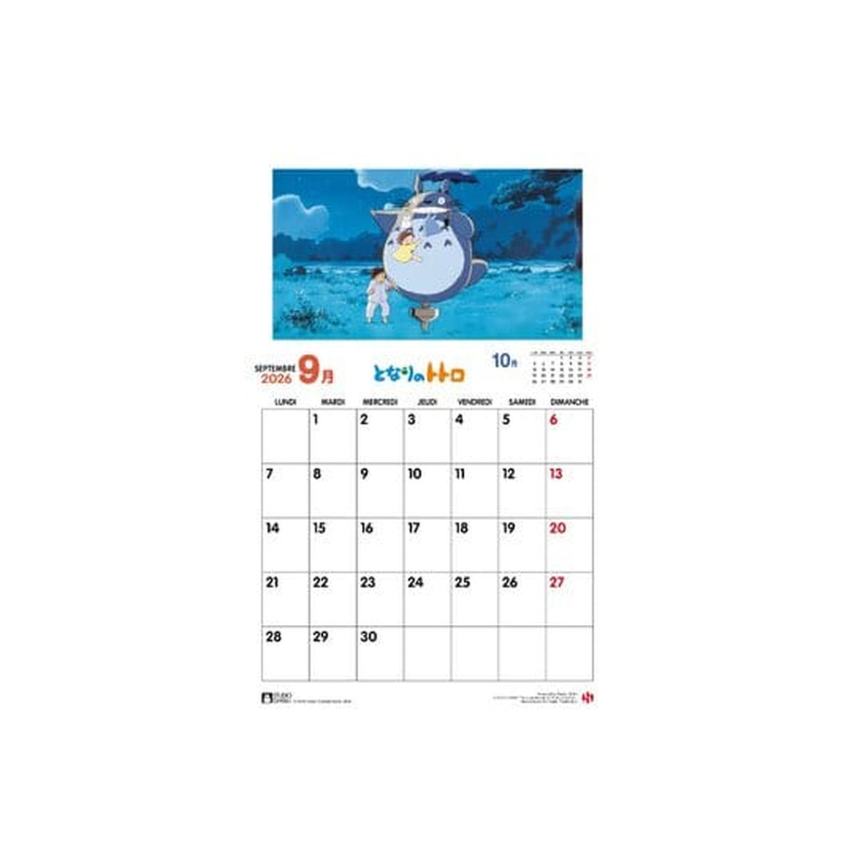Produktbild Mein Nachbar Totoro Kalender 2026 *Französische Version*