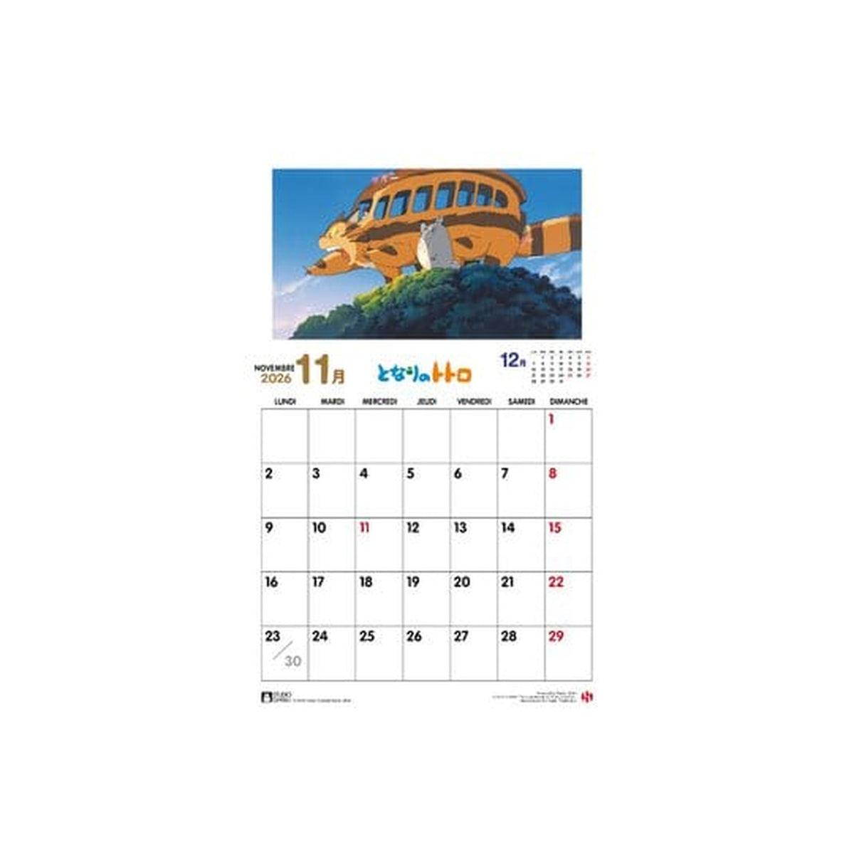 Produktbild Mein Nachbar Totoro Kalender 2026 *Französische Version*