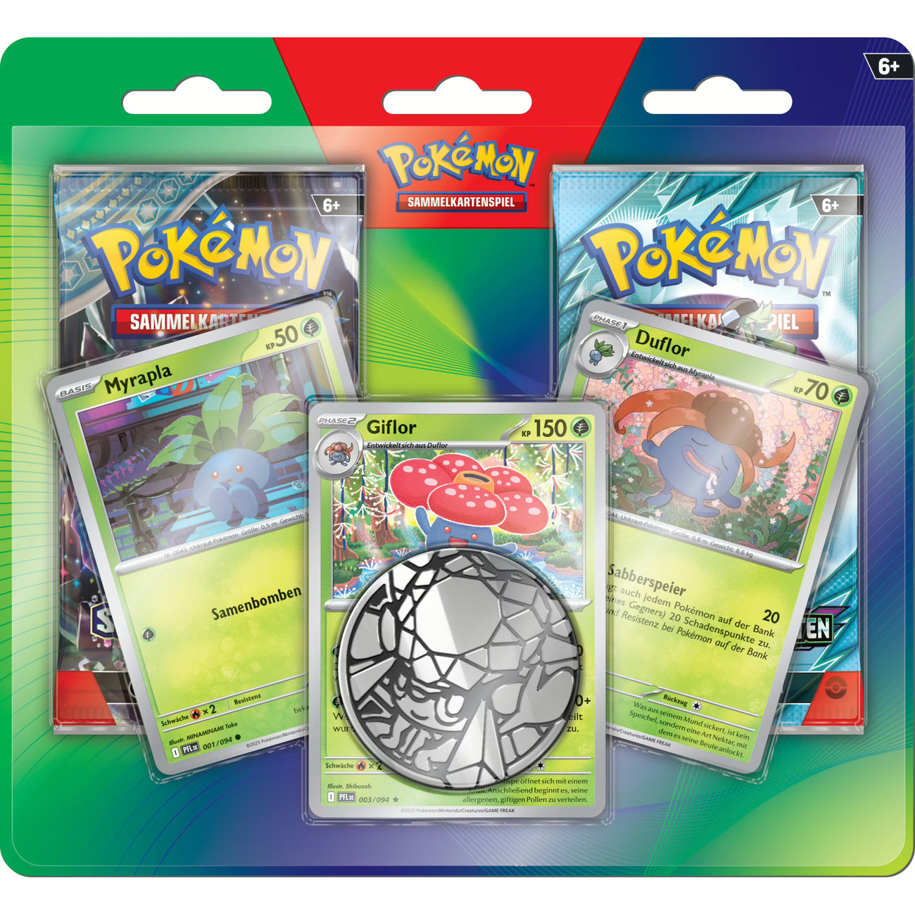 Produktbild Pokemon - Myrapla, Duflor und Giflor Sammelkarten Booster 2er Pack mit Münze