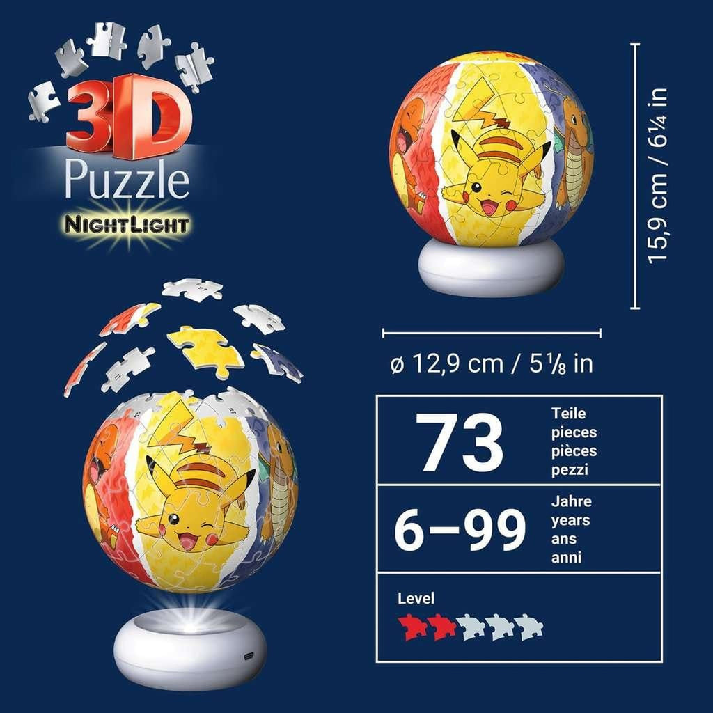 Product image Pokémon 3D Puzzle Ball Night Light (73 pieces)