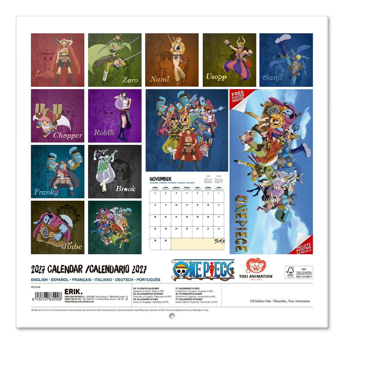 Produktbild One Piece Wandkalender 2027 30 x 30 cm