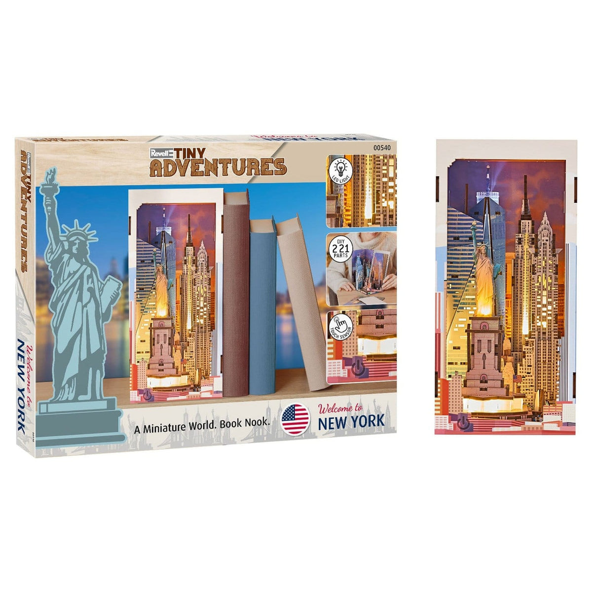Produktbild Revell Tiny Adventures Book Nook Mini-Diorama New York 18 cm